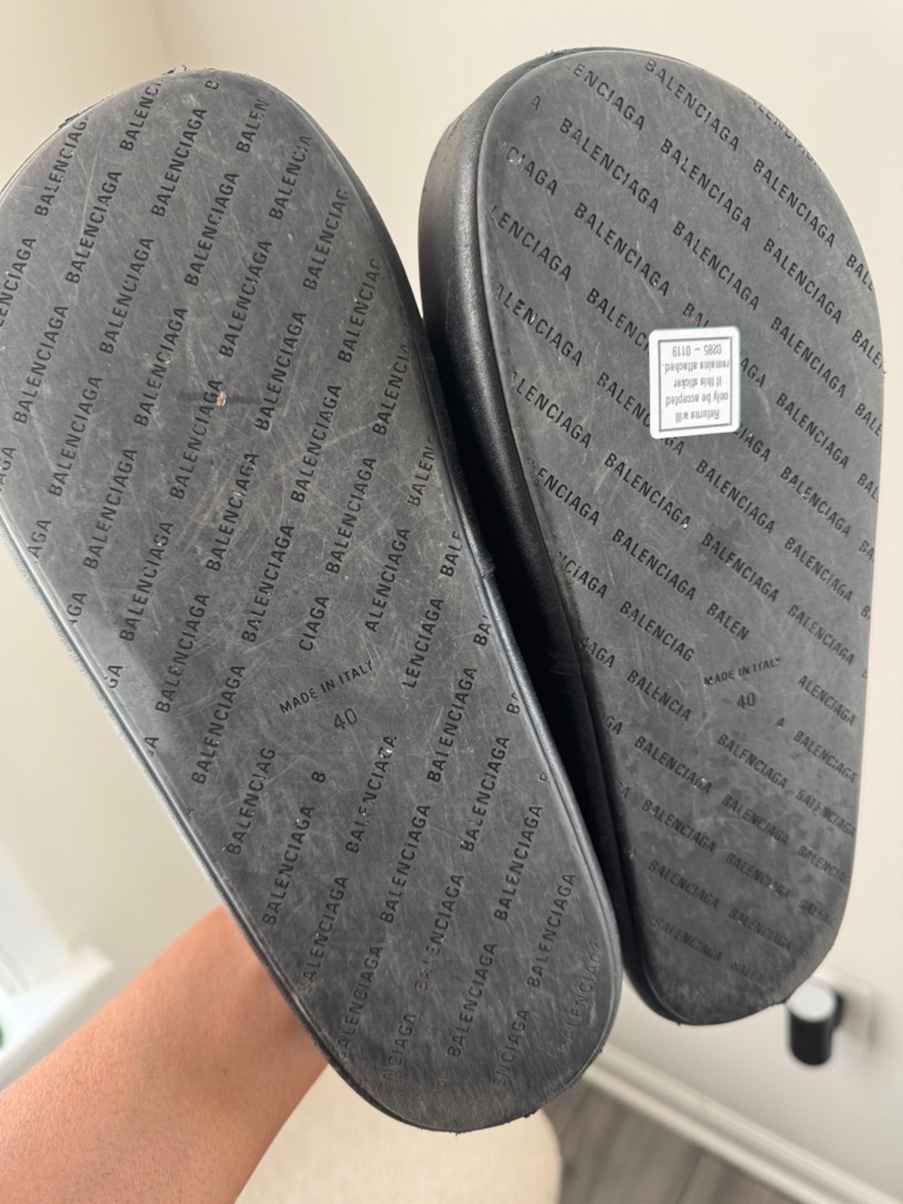 Balenciaga Black Platform Slide Sandals with Logo Heel Sz 40 - Picture 4 of 8